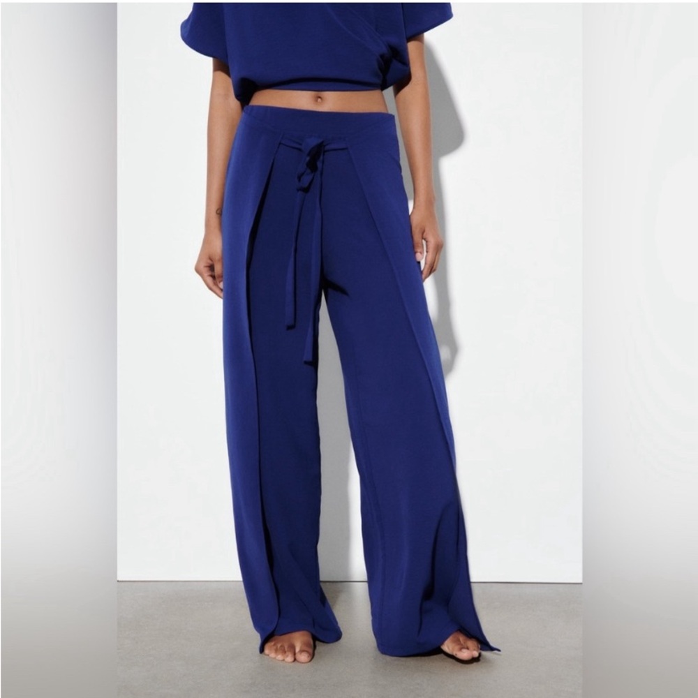 Zara Blue Pareo Wrap Pants